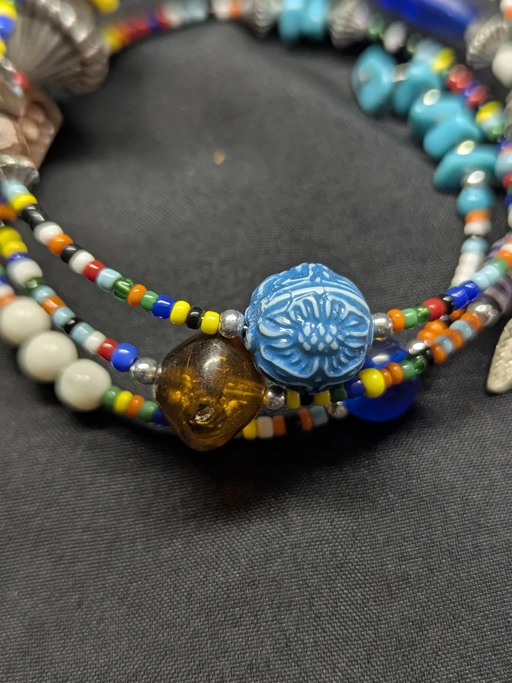 Bohemian Turquoise Multicolor Beaded Wrap Bracelet with Bird Charm